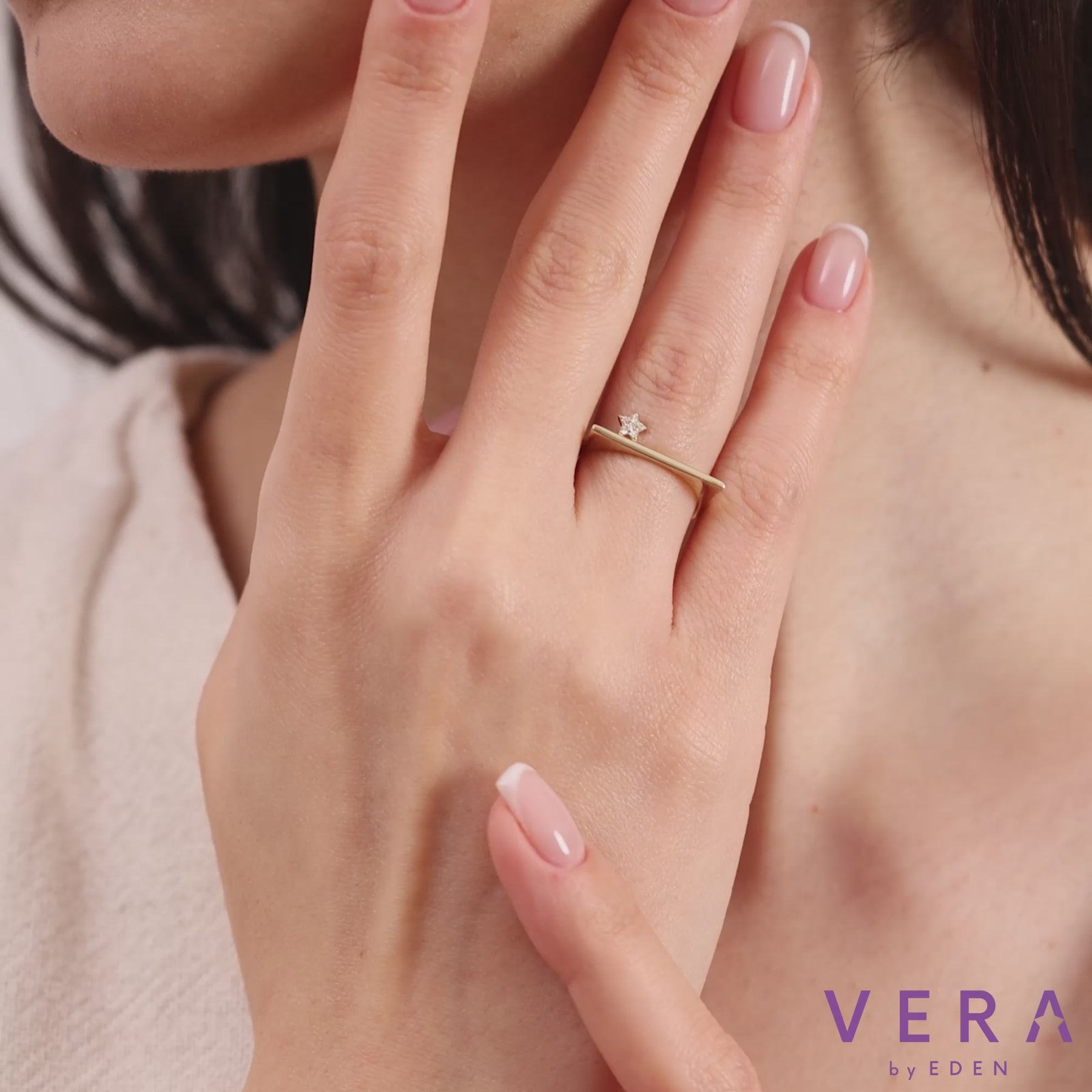14K Gold Diamond Star Accent Ring — Asterine