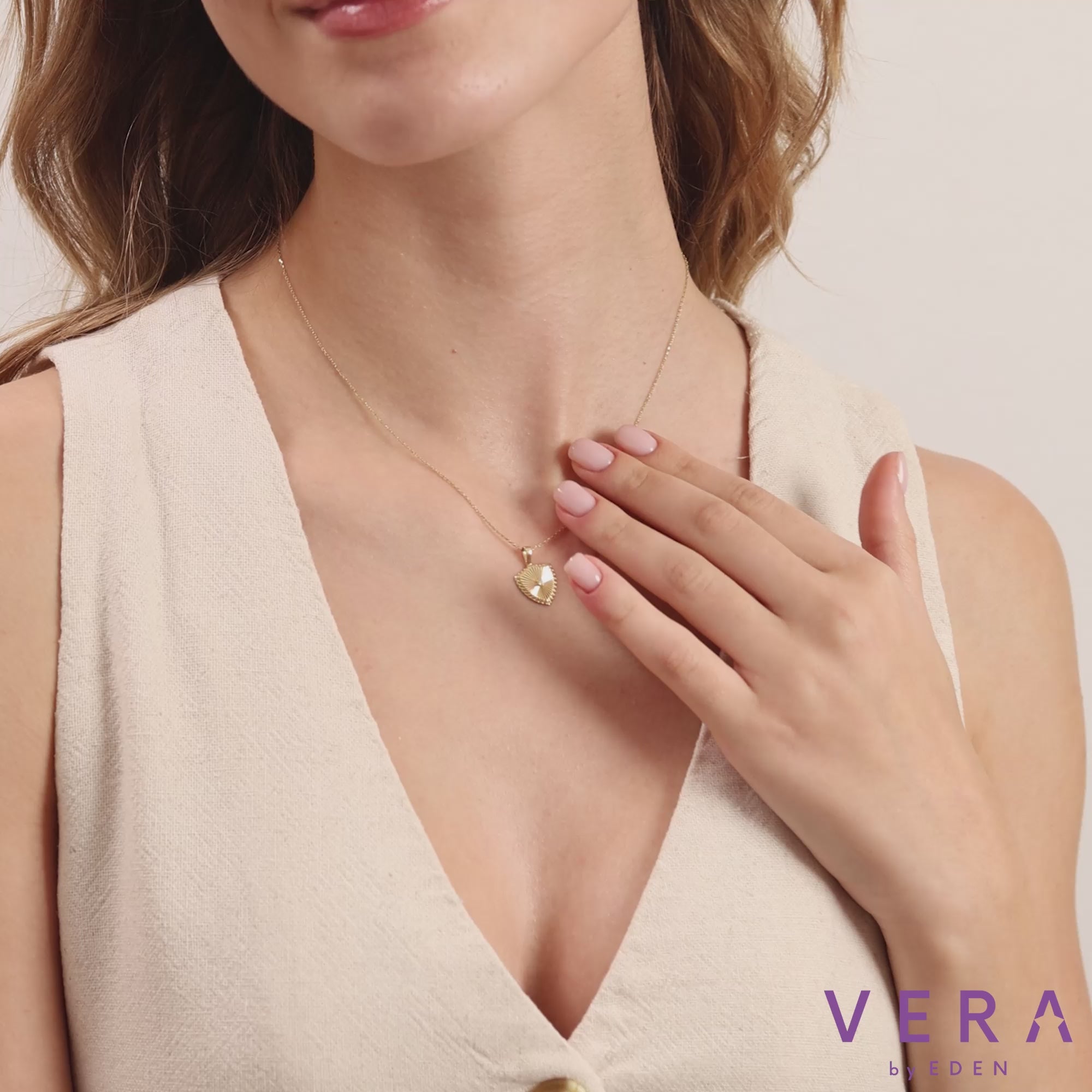 14K Gold Diamond Fluted Shield Necklace – Olea