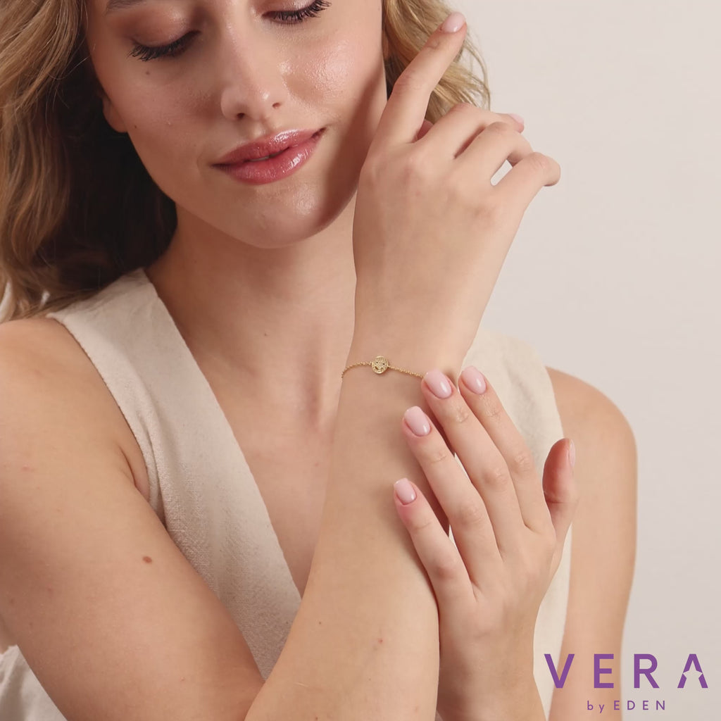 14K Gold Diamond Smiley Chain Bracelet – Mila