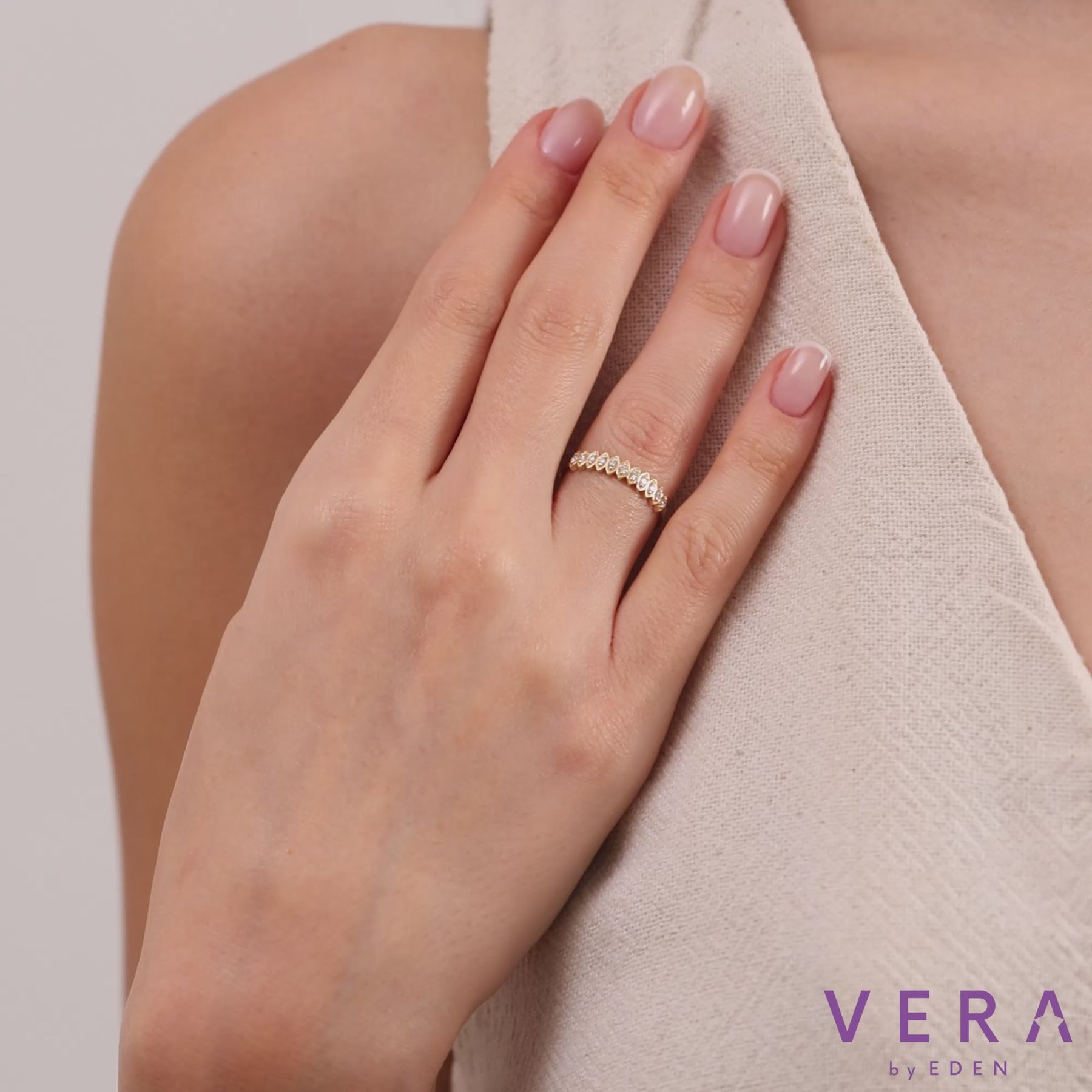 14K Gold Diamond Marquise Frame Band Ring – Lume