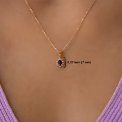 14K Gold Blue Sapphire & Diamond Pear Necklace – Astra