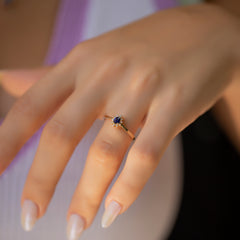 14K Gold Blue Sapphire & Diamond Pear Ring – Astra