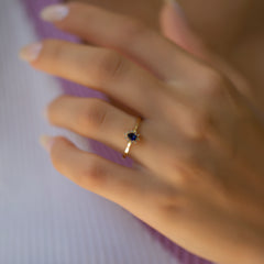 14K Gold Blue Sapphire & Diamond Pear Ring – Astra