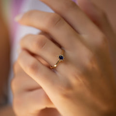 14K Gold Blue Sapphire & Diamond Pear Ring – Astra