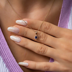 14K Gold Blue Sapphire & Diamond Oval Necklace – Astra