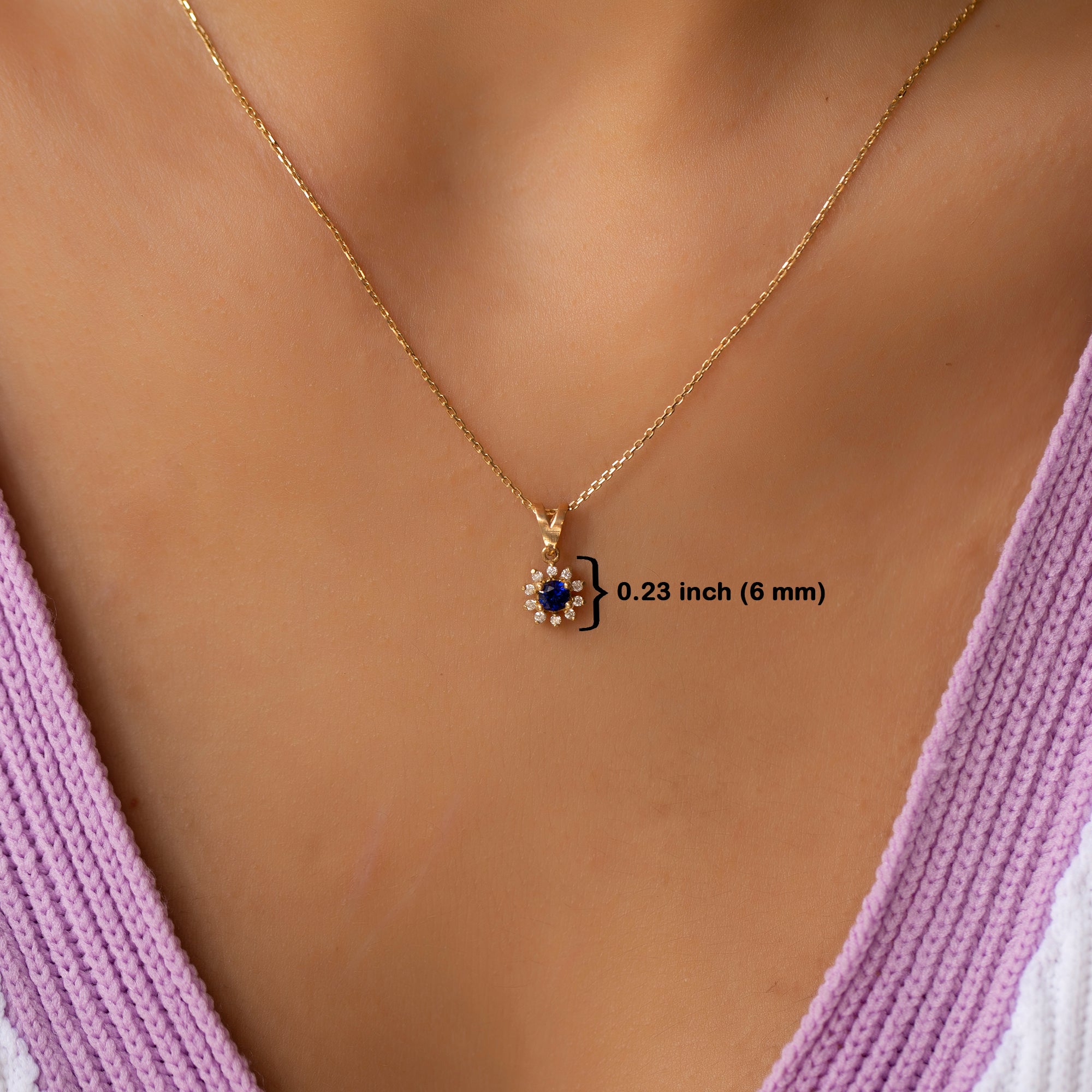 14K Gold Blue Sapphire & Diamond Round Necklace – Astra