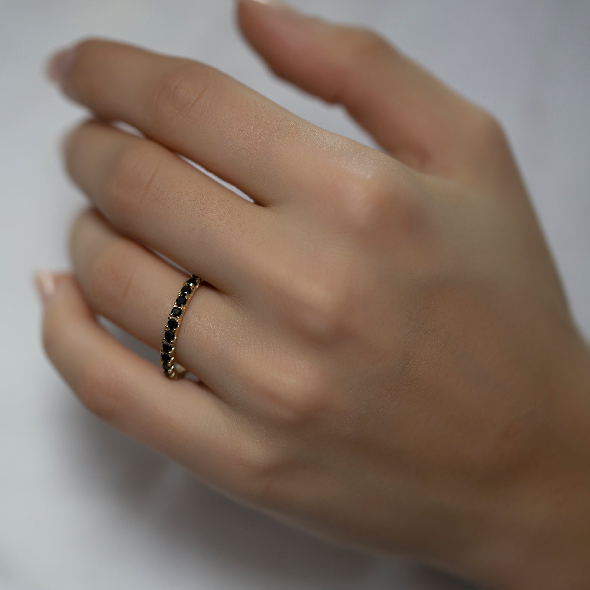 14K Gold Black Diamond Eternity Band – Ravelyn