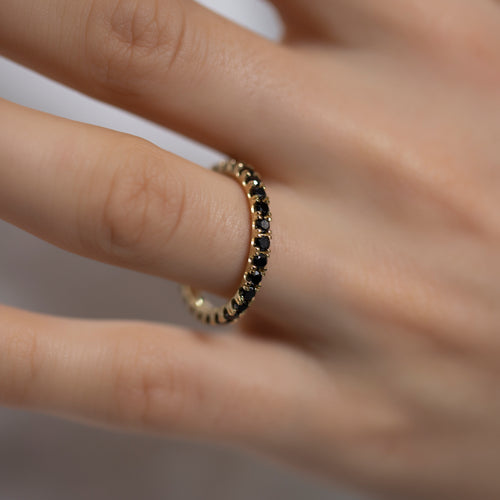 14K Gold Black Diamond Eternity Band – Ravelyn