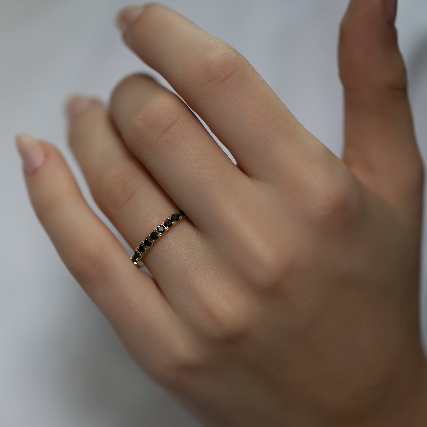 14K Gold Black Diamond Eternity Band – Ravelyn