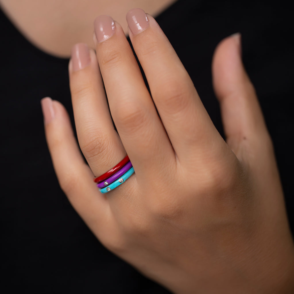14K Solid Gold Colour Enamel Ring — Prisme