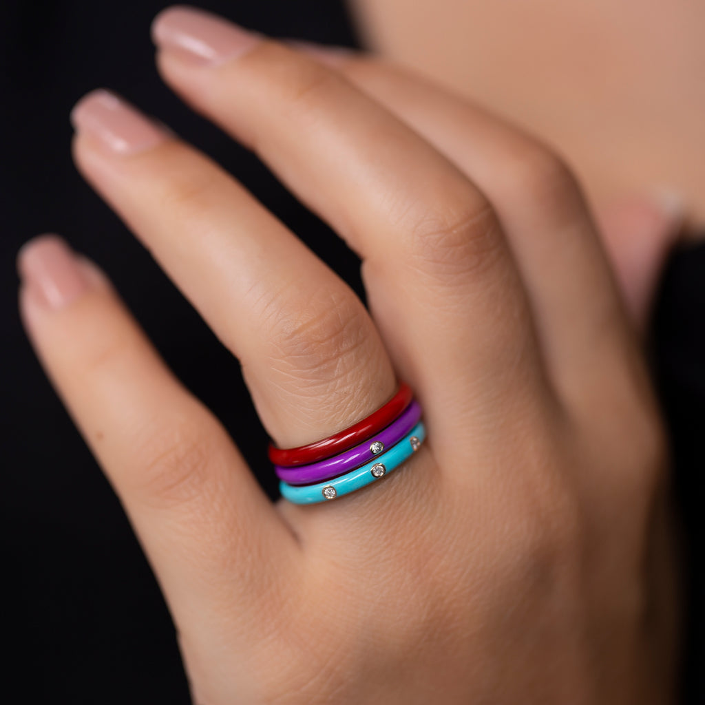 14K Solid Gold Colour Enamel Ring — Prisme