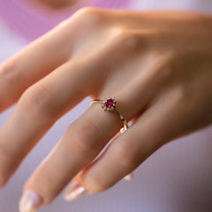 14K Gold Ruby & Diamond Pear Ring – Astra