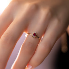 14K Gold Ruby & Diamond Pear Ring – Astra