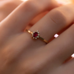 14K Gold Ruby & Diamond Pear Ring – Astra