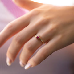 14K Gold Ruby & Diamond Pear Ring – Astra