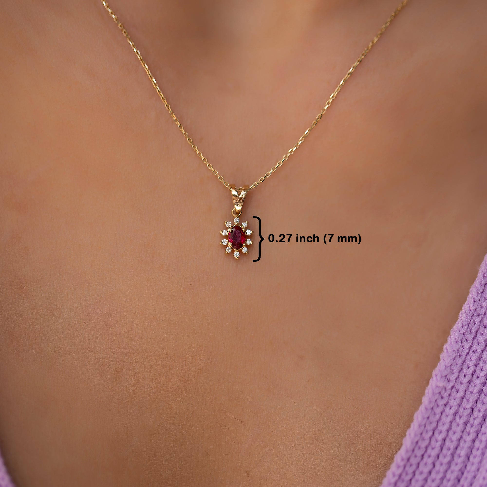 14K Gold Ruby & Diamond Oval Necklace – Astra