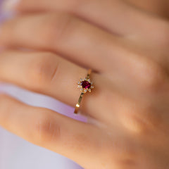 14K Gold Ruby & Diamond Oval Ring – Astra