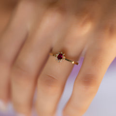 14K Gold Ruby & Diamond Oval Ring – Astra