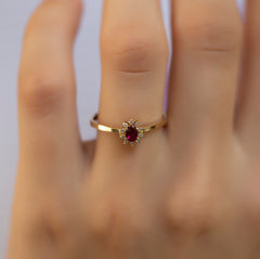 14K Gold Ruby & Diamond Oval Ring – Astra