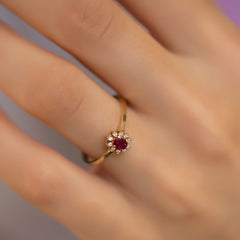 14K Gold Ruby & Diamond Oval Ring – Astra
