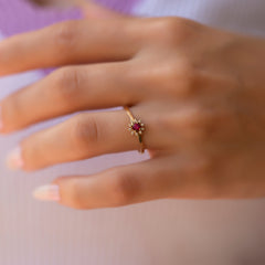 14K Gold Ruby & Diamond Round Ring – Astra