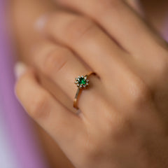 14K Gold Emerald & Diamond Oval Ring – Astra